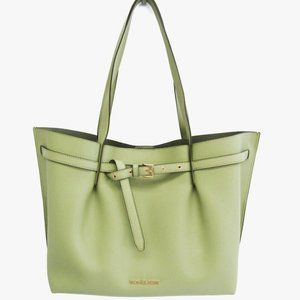 Michael Kors Emilia Large Pebbled Leather Tote Shoulder Bag Soft Green NWT